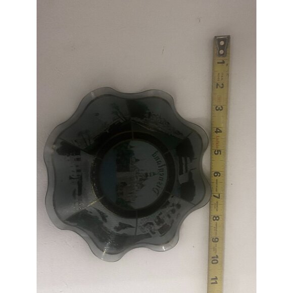 Vintage Disneyland Souvenir Glass Plate with Ruffled Edges Ashtray Blue - Picture 6 of 6